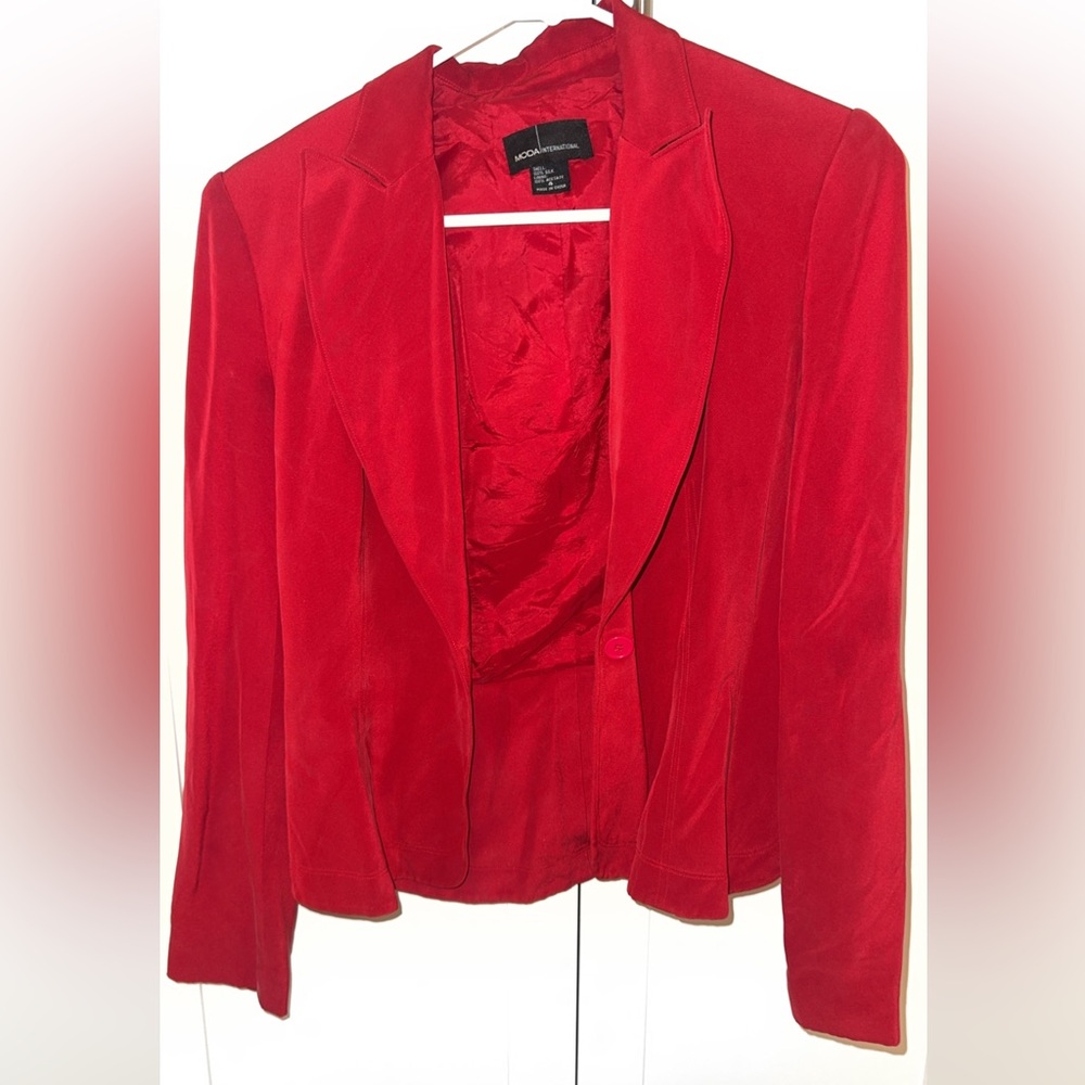 Silk Red Women’s Blazer Jacket